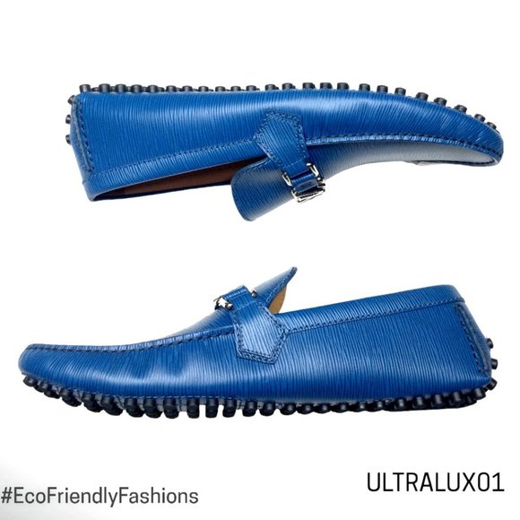 Louis Vuitton Blue Epi Leather Hockenheim Slip On Loafers Size 9 M - Picture 4 of 7
